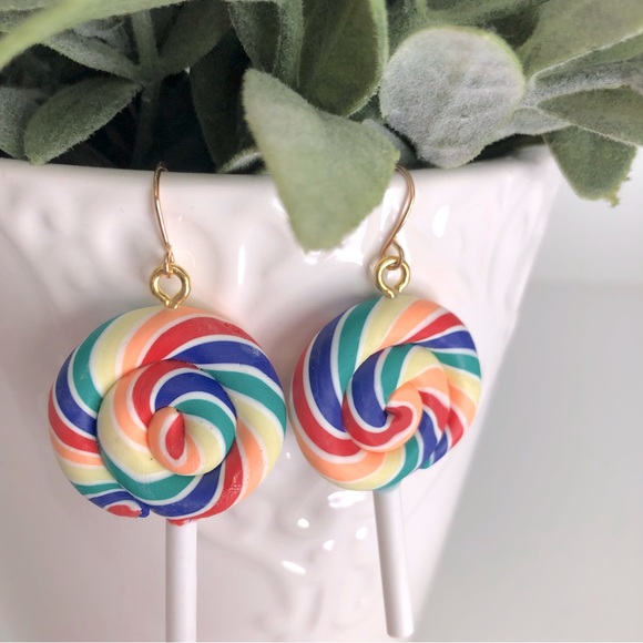 New Lollipop Sucker Candy Dangle Earrings Polymer Clay Party Carnival  Fun Gifts - Picture 3 of 6